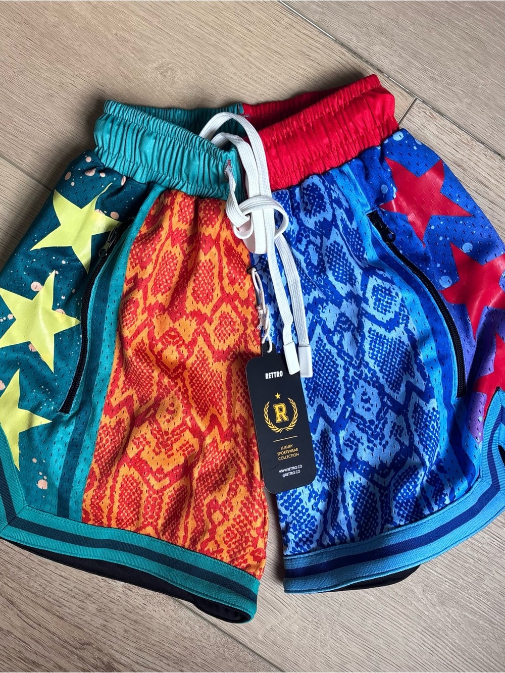 Rettro Patchwork Mesh Shorts